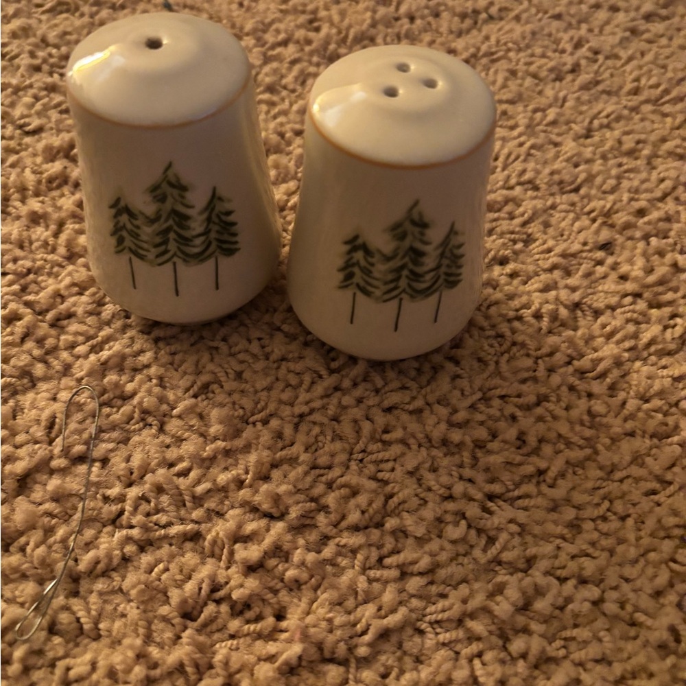 Ceramic Tree Design Salt and Pepper Shakers